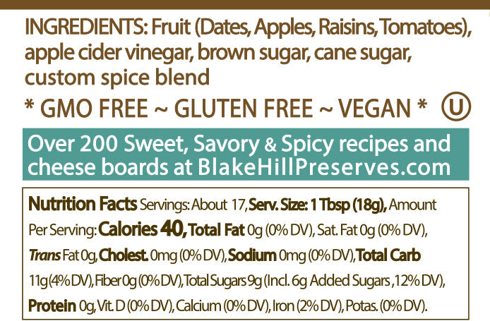 Date & Cumin Chutney 10.4oz nutrition facts